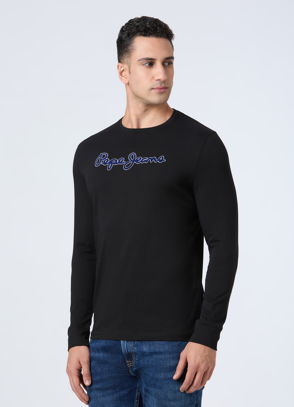 Men Black Logo Print Full Sleeve T-shirt, , large image number 3