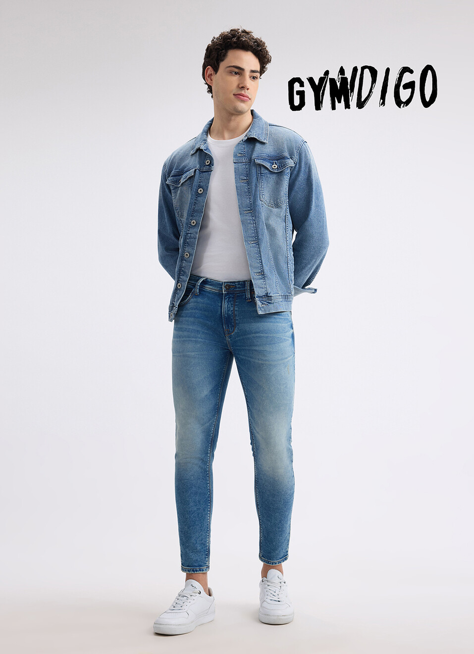 Men Blue Mid Rise Skinny Ankle Length Gymindigo Jogger Like Jeans, , large image number 1