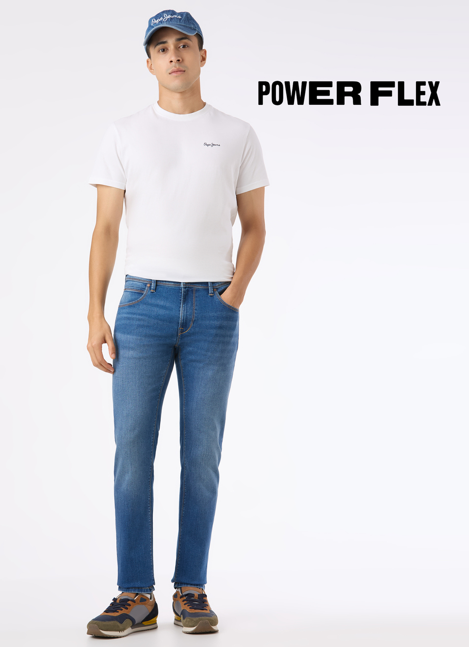 Men Blue Mid Rise Slim Fit Powerflex Jeans, , large image number 0