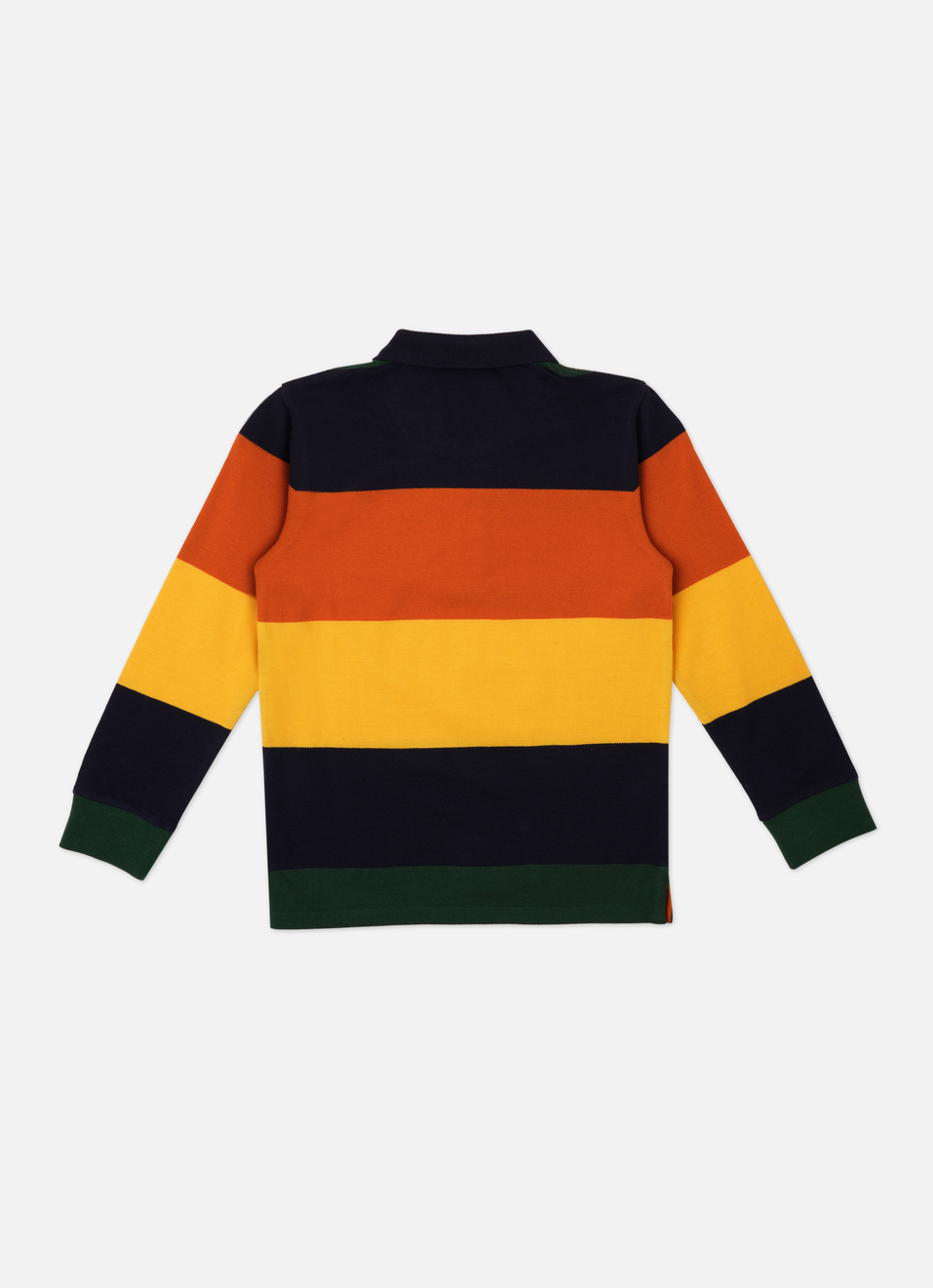 Boys Navy Engineered Stripe Full Sleeve Polo, , large image number 1
