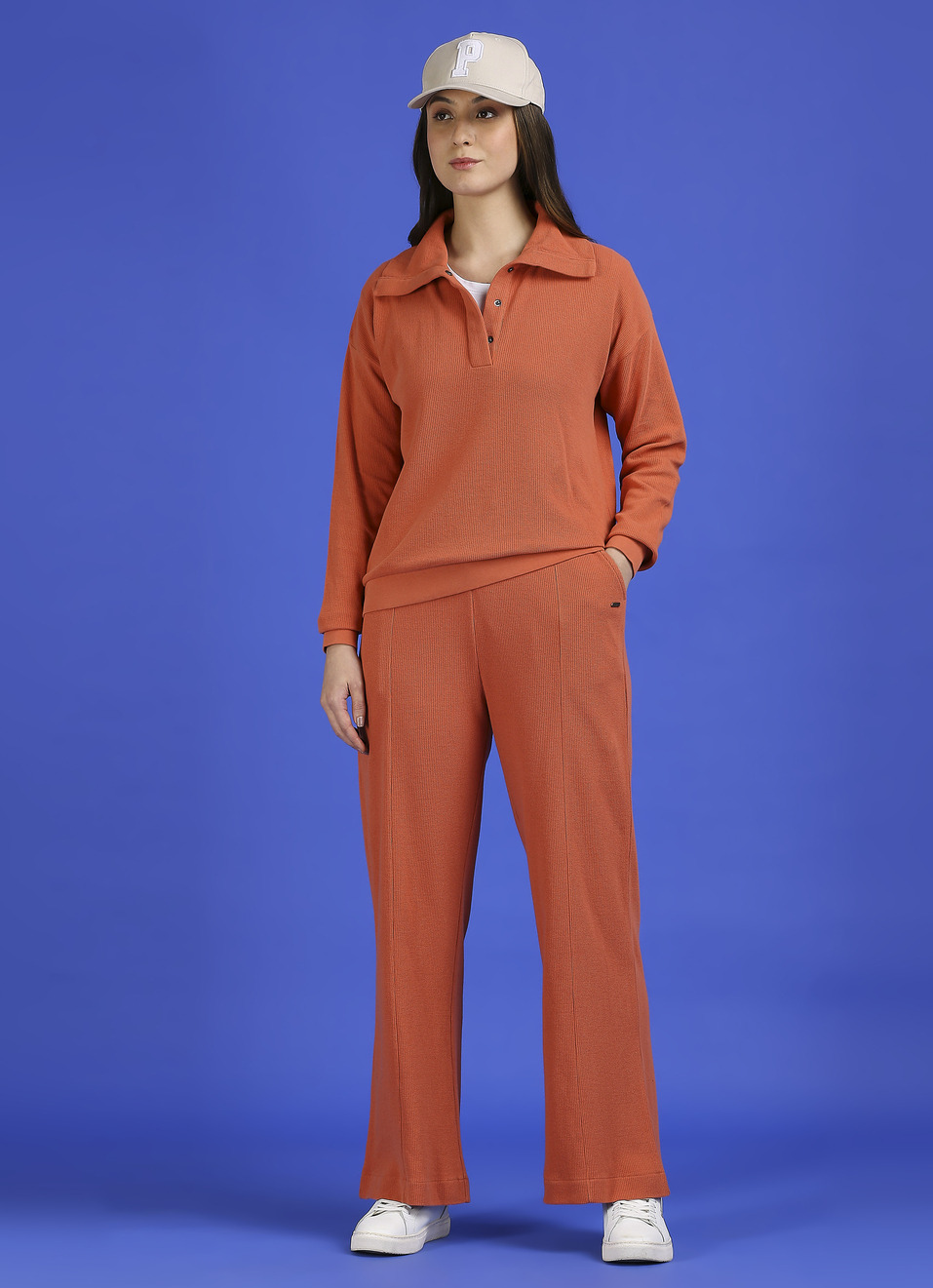 Orange High Neck Full Sleeve Sweatshirt, , large image number 5
