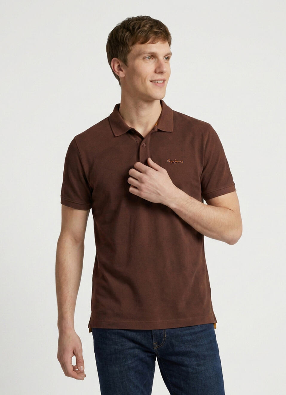 Men Brown Printed Polo Collar T-shirt, , large image number 1