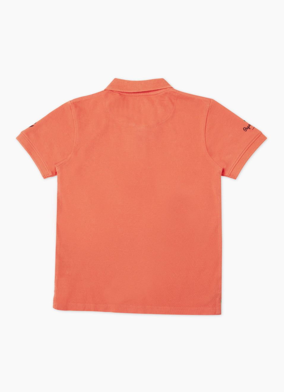 Boys Peach Typographic Print Short Sleeve Polo, , large image number 1