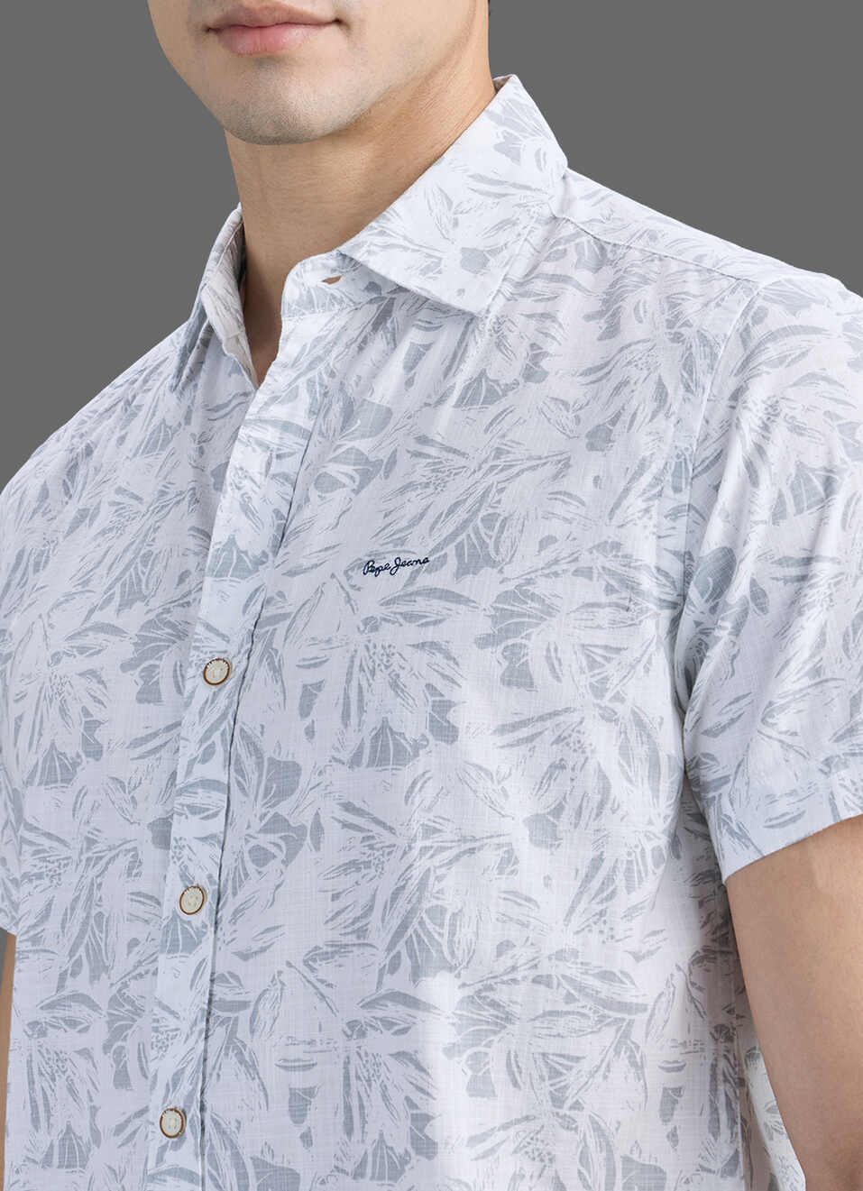 Men Grey Printed Short Sleeve Shirt, , large image number 1