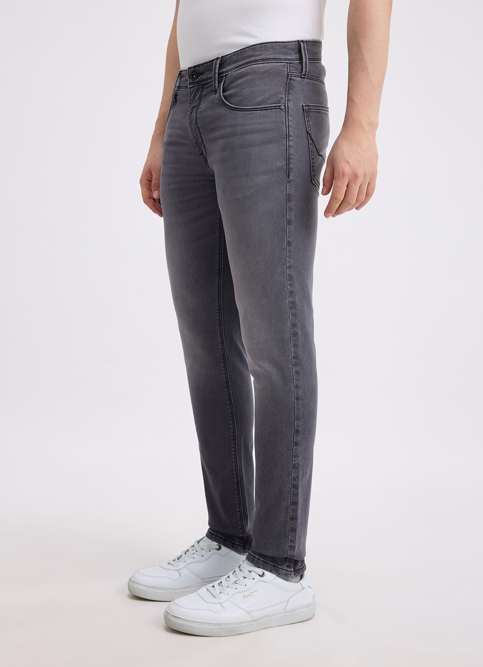Men Dark Grey Low Rise Tapered Structured Jeans, , large image number 5