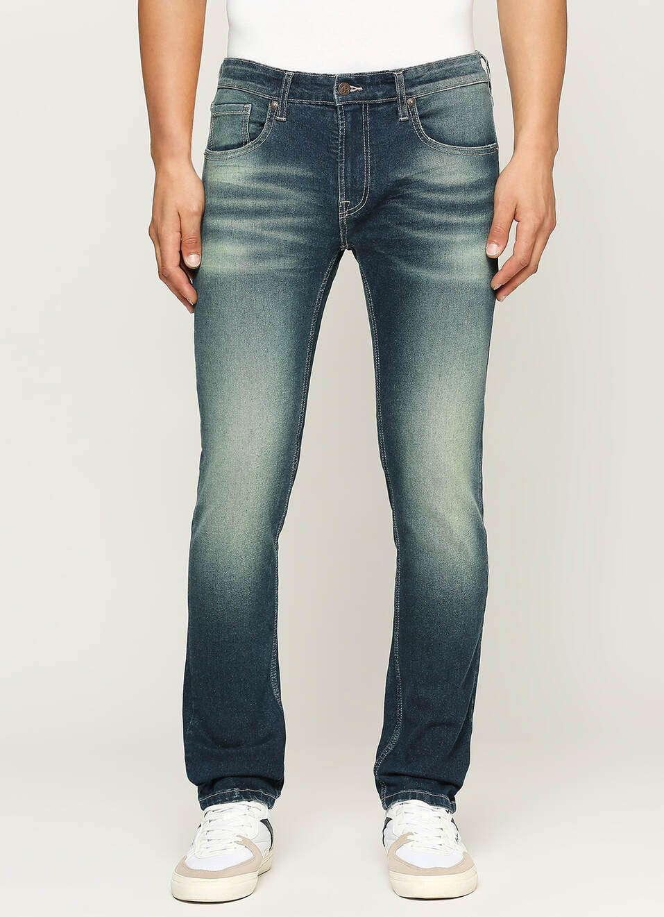 Tapered Vapour Blue Low Waist Slim Fit Jeans, , large image number 6