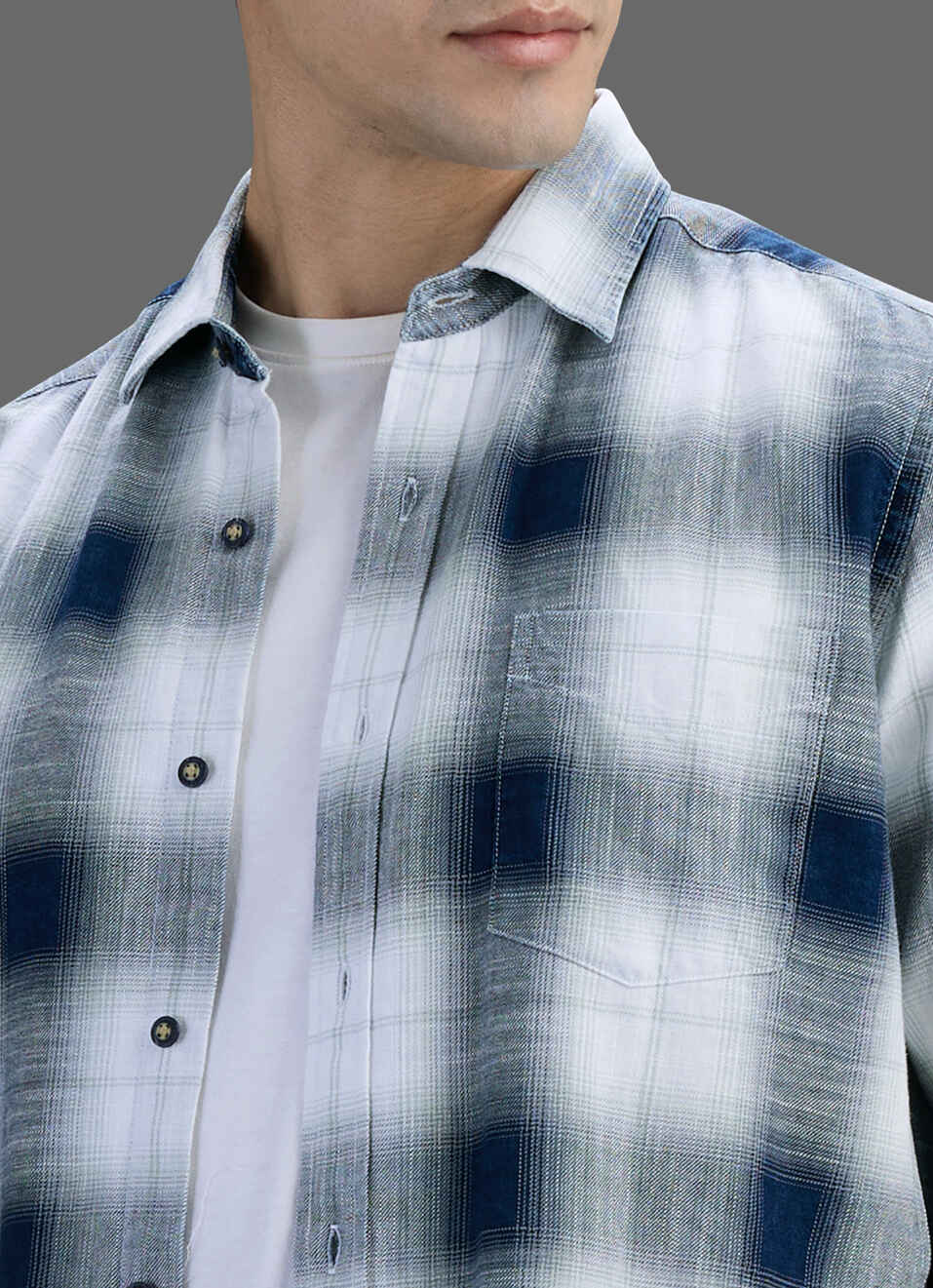 Men Blue Checked Long Sleeve Shirt, , large image number 1
