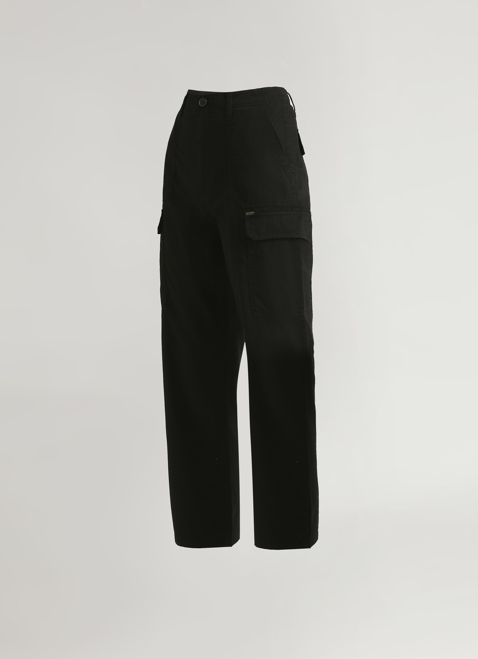 Black High Rise Straight Fit Cargo Pants, , large image number 7