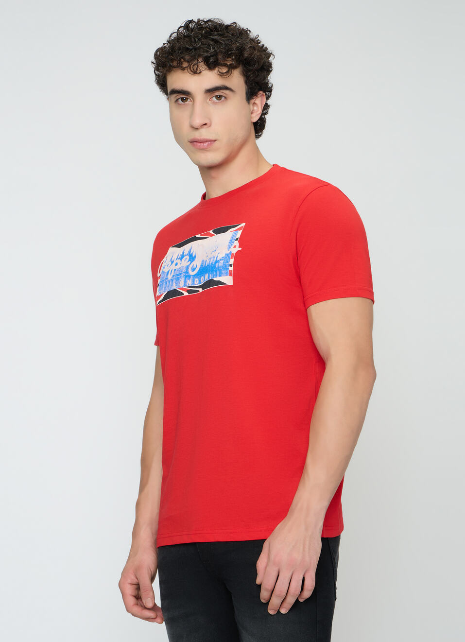 Men Navy Graphic Slim Fit T-shirt, , large image number 3