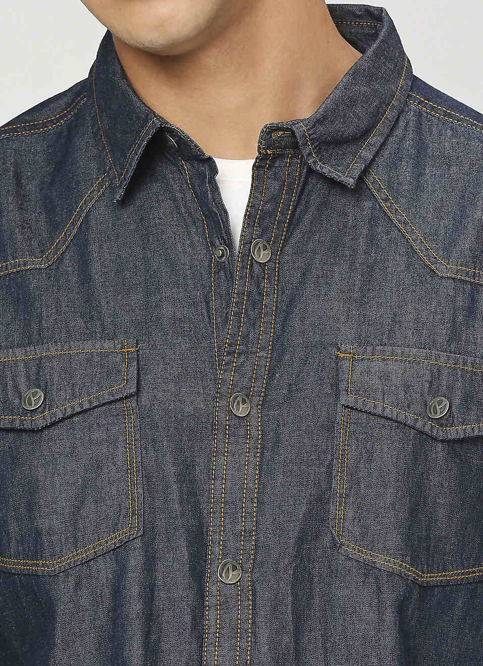 Blue Raw Double Pocket Full Sleeve Shirt, , large image number 4