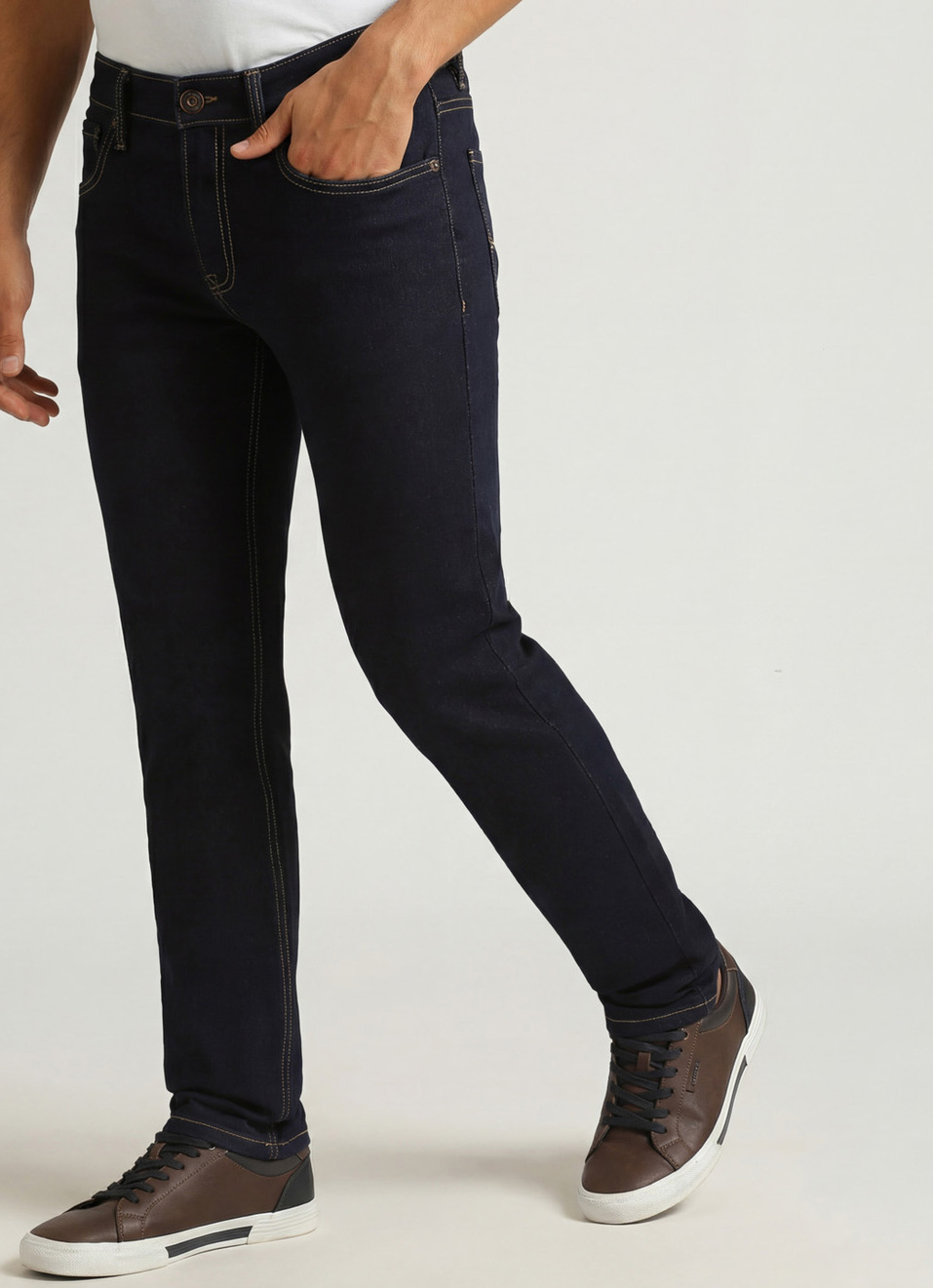 Vapour Dark Blue Mid Rise Slim Fit Jeans, , large image number 0