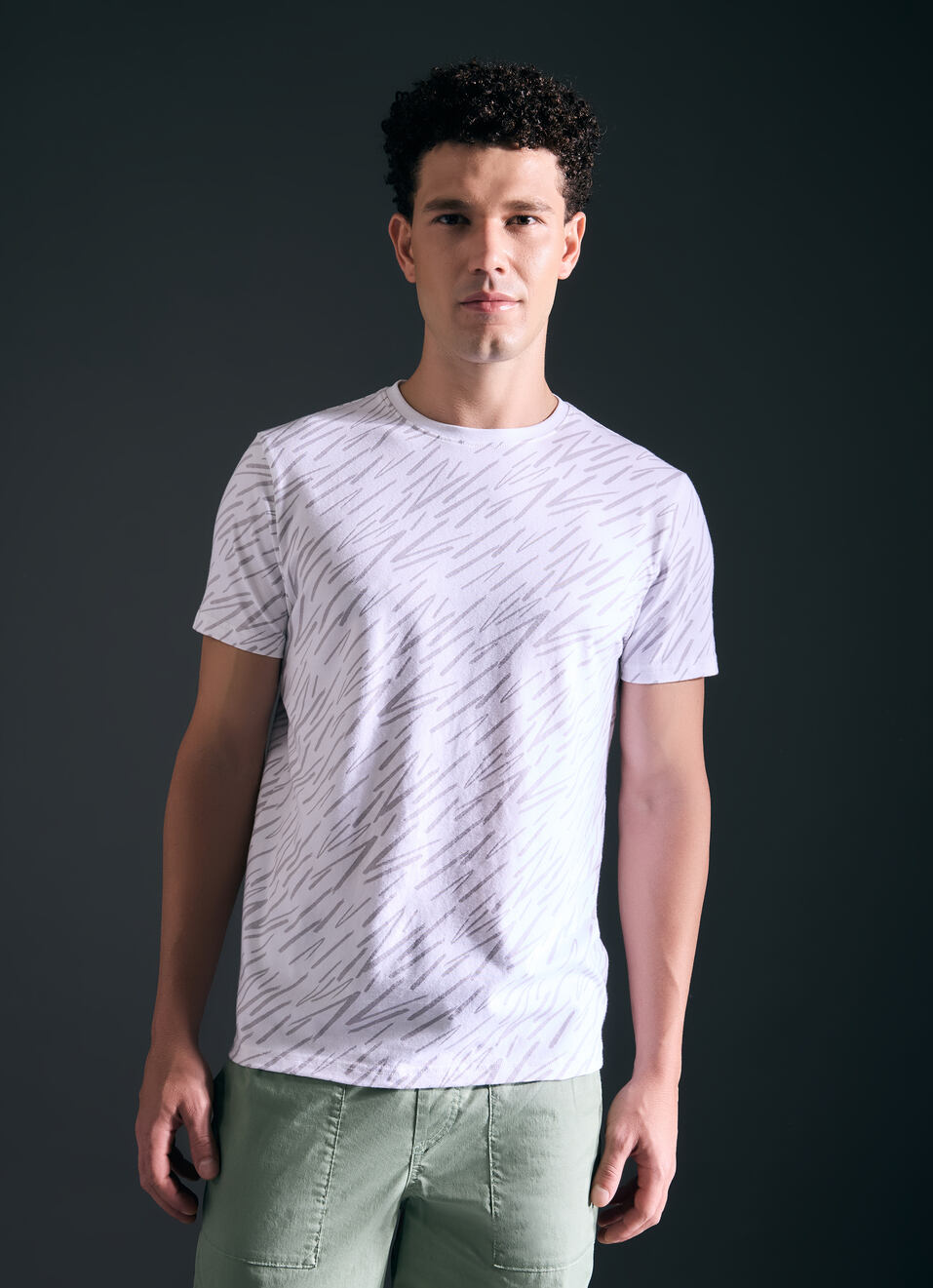 Men White All Over Print Short Sleeve T-shirt, , large image number 1