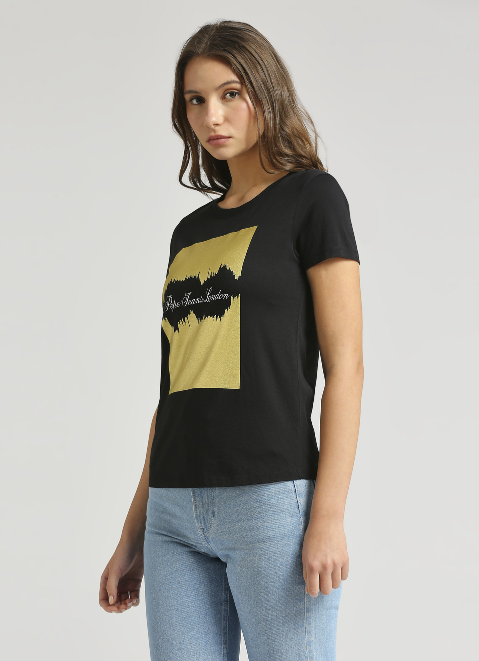 Black Foil Print Short Sleeve T-shirt, , large image number 3