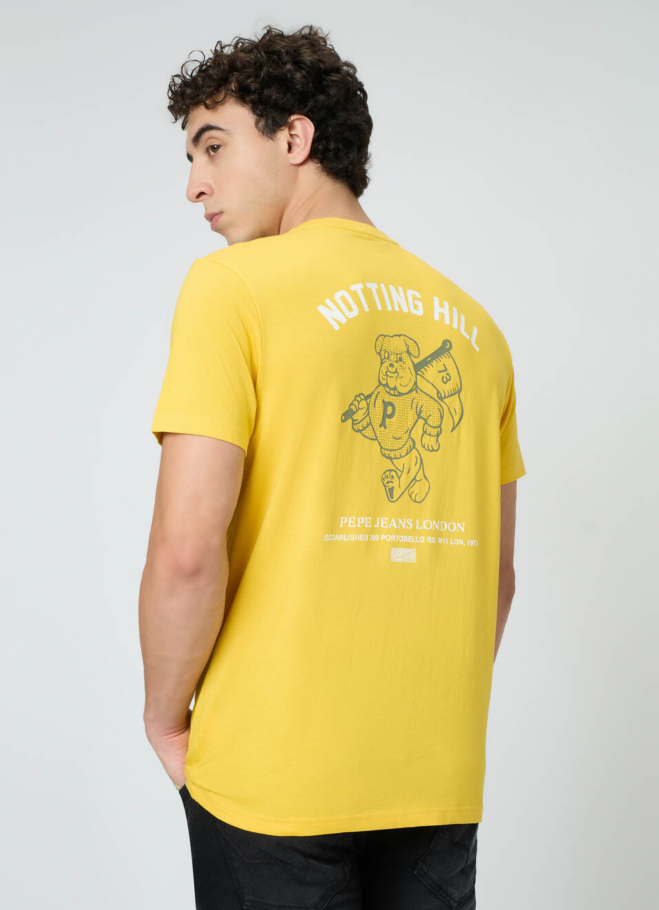 Men Yellow Graphic Slim Fit T-shirt, , large image number 2
