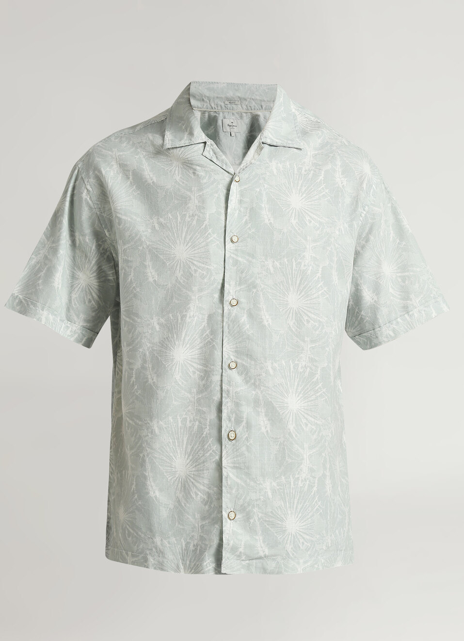 Mint Botanical Print Resort Collar Short Sleeve Shirt, , large image number 6