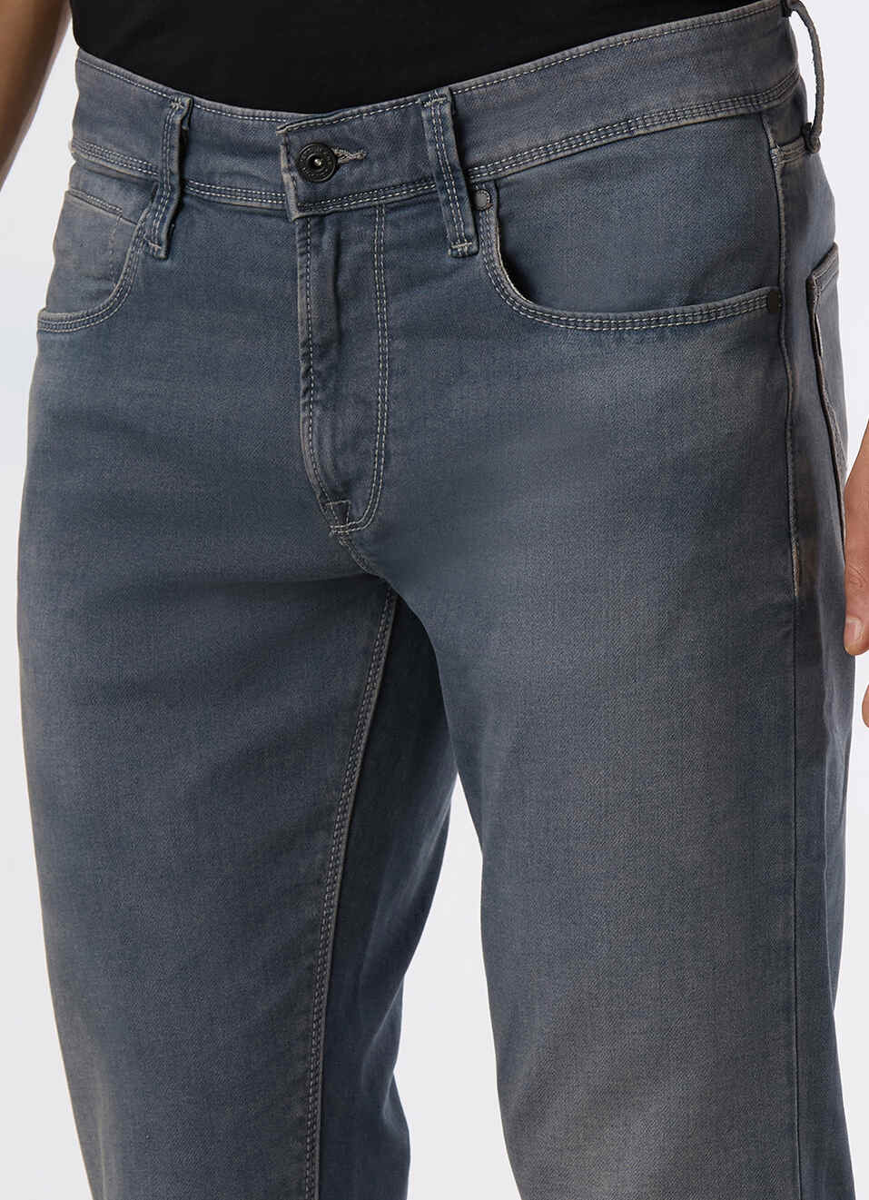 Men Grey Mid Rise Slim Fit Stretchable Jeans, , large image number 4