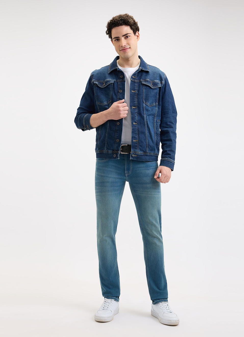 Men Blue Slim Fit Mid Rise Jeans , , large image number 1