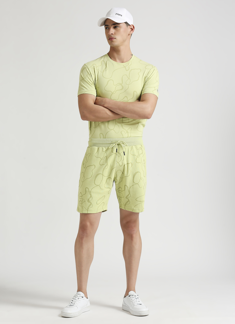 Green All Over Print Pc Interlock Fabric Shorts , , large image number 0