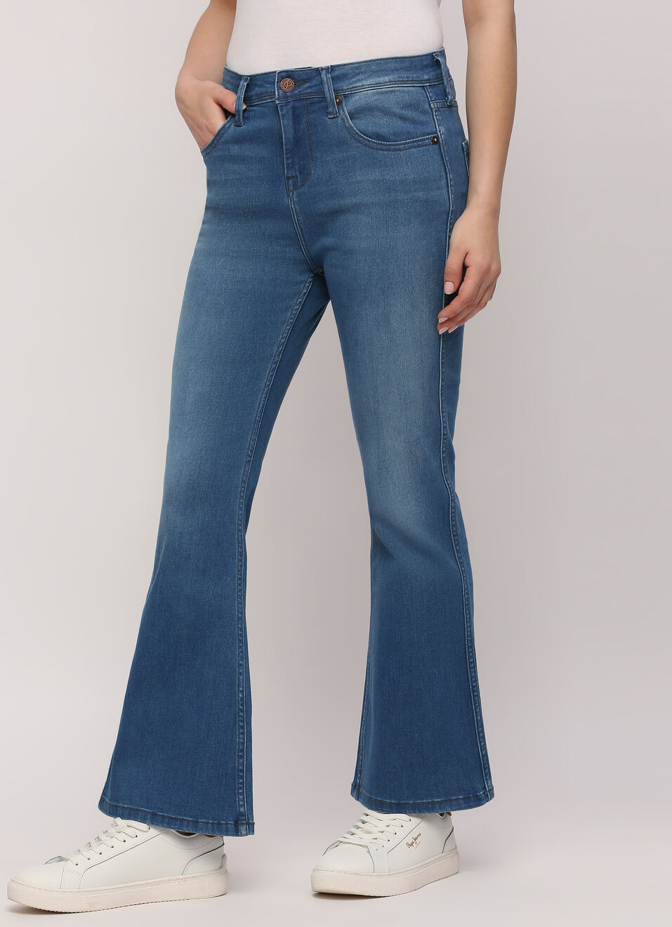 Dion Blue High Rise Flare Jeans, , large image number 3