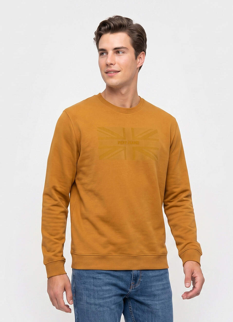 Men Brown Placement Print Full Sleeve Sweatshirt, , large image number 1