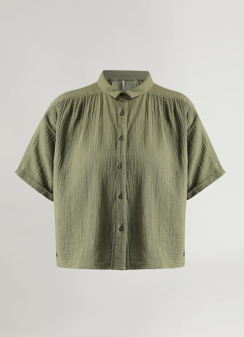 Olive Front Yoke Extended Shoulder Shirt, , large image number 6