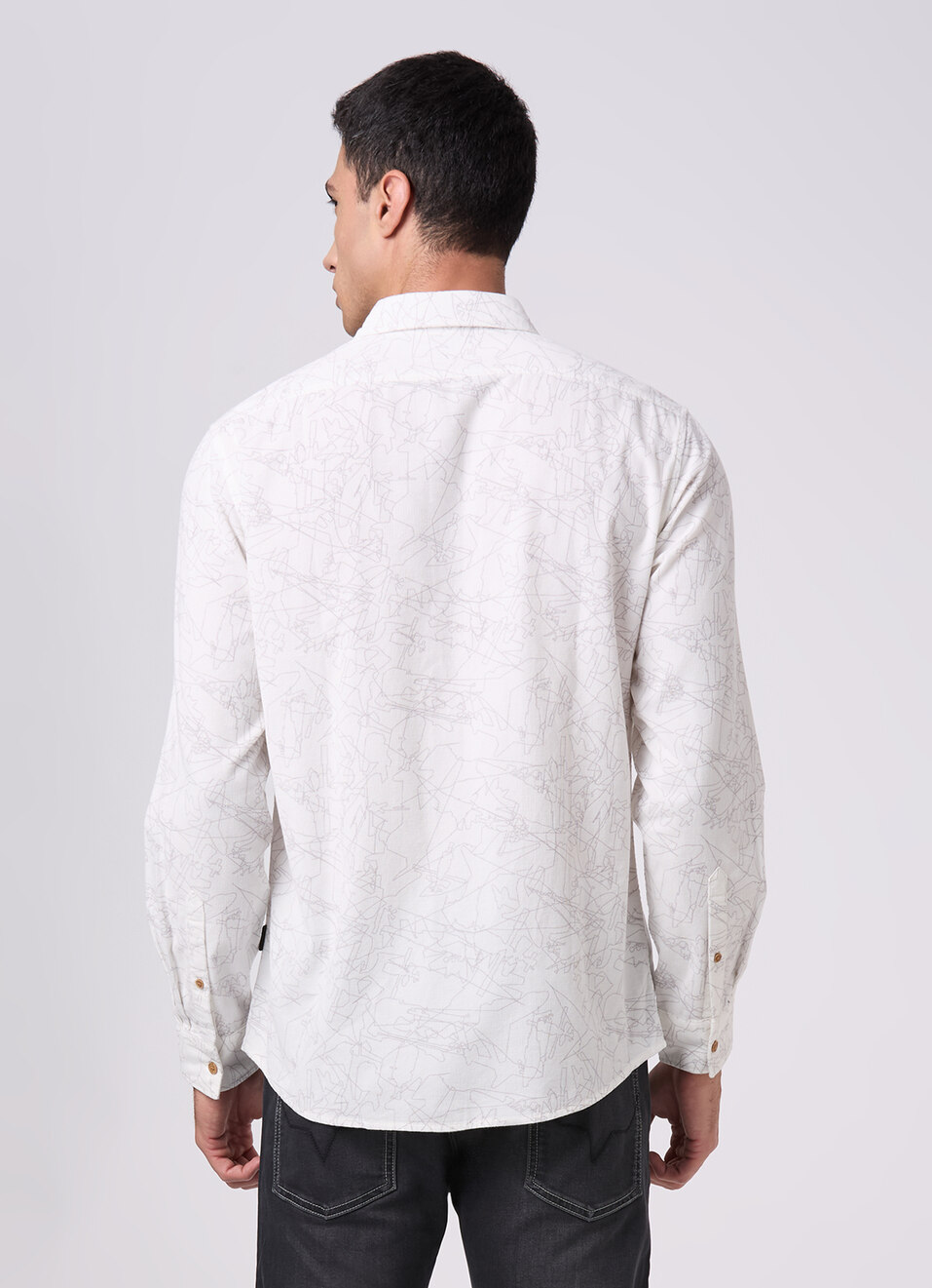 Men Off White Printed Shirt, , large image number 2