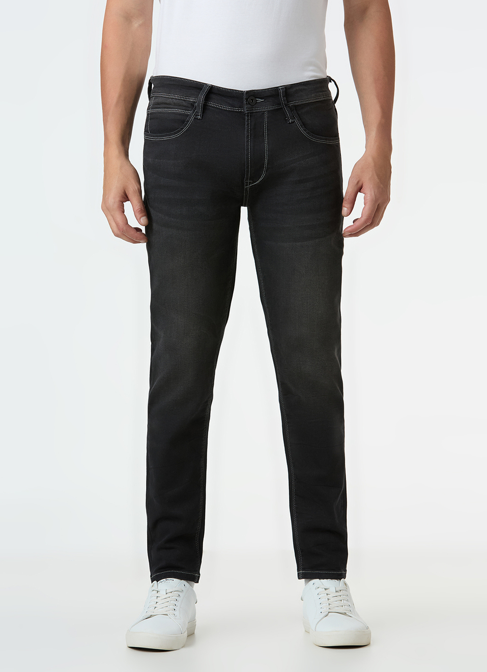 Men Black Skinny Fit Ankle-length Gymindigo Jeans, , large image number 6