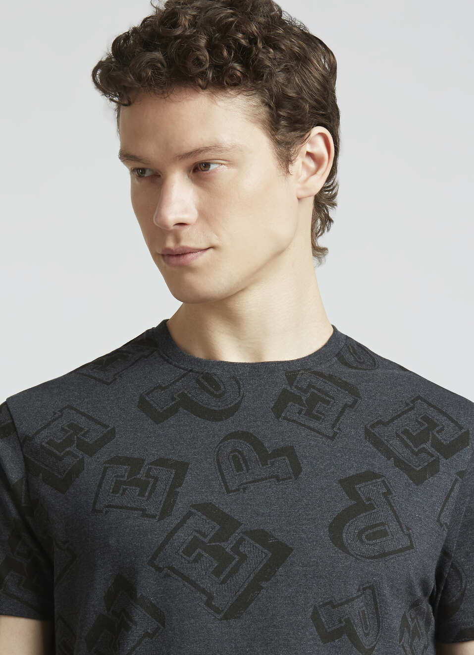 Grey Crew Neck Short Sleeve T-shirt, , large image number 4