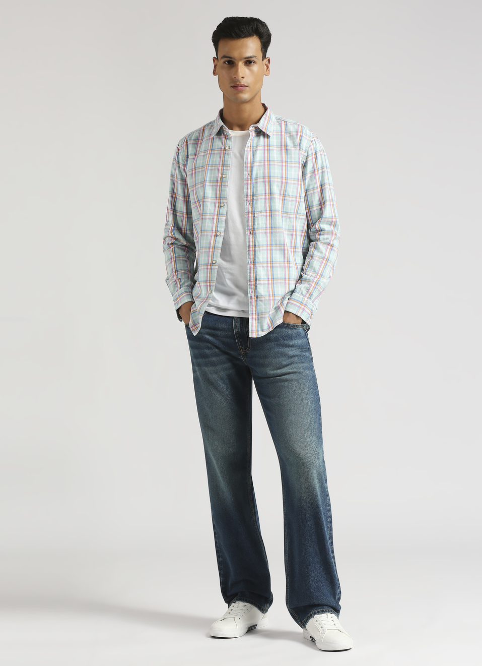 Sea Green Checks Long Sleeve Shirt, , large image number 5