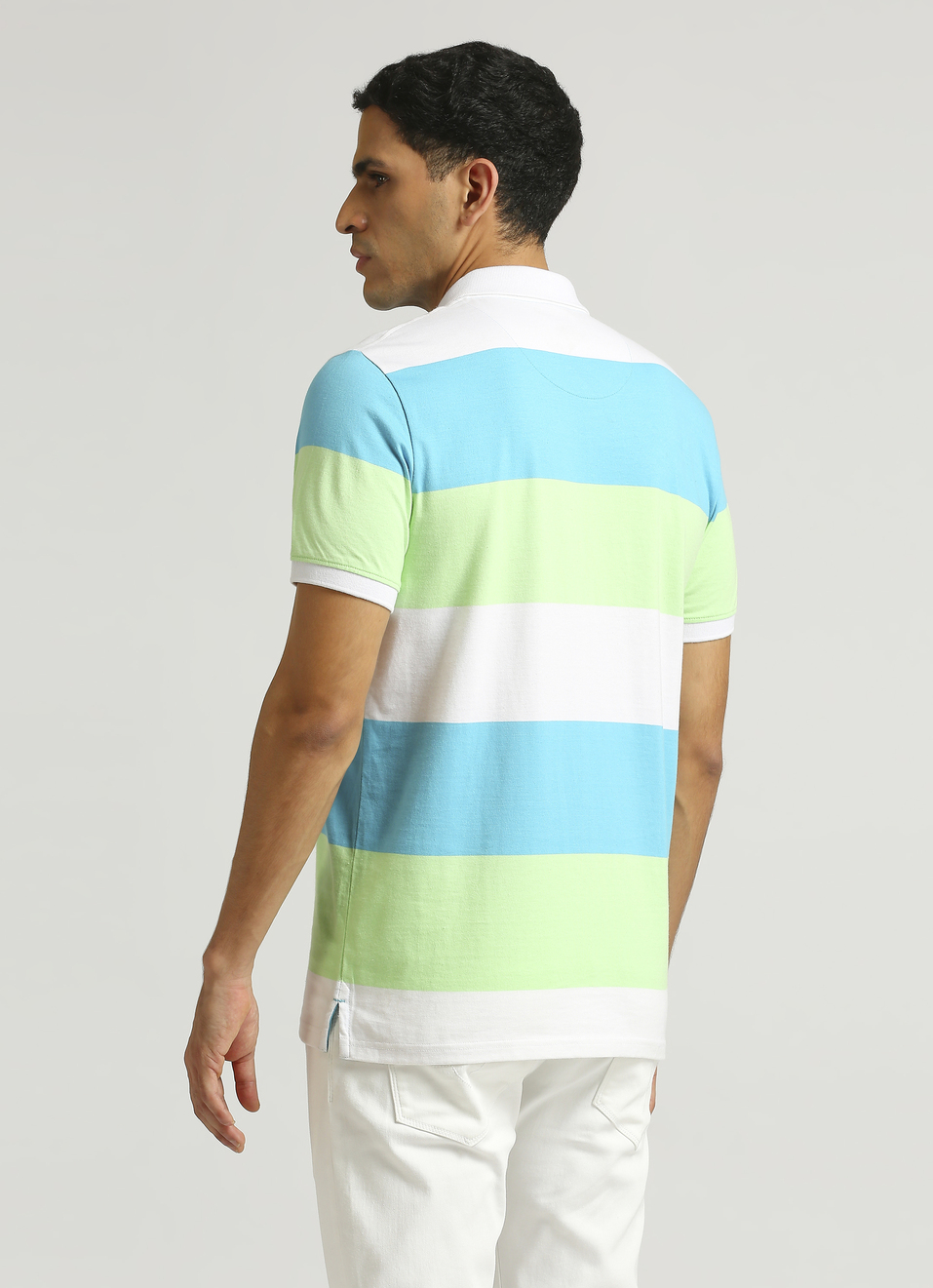 Green Summer Stripes Short Sleeve Polo, , large image number 2