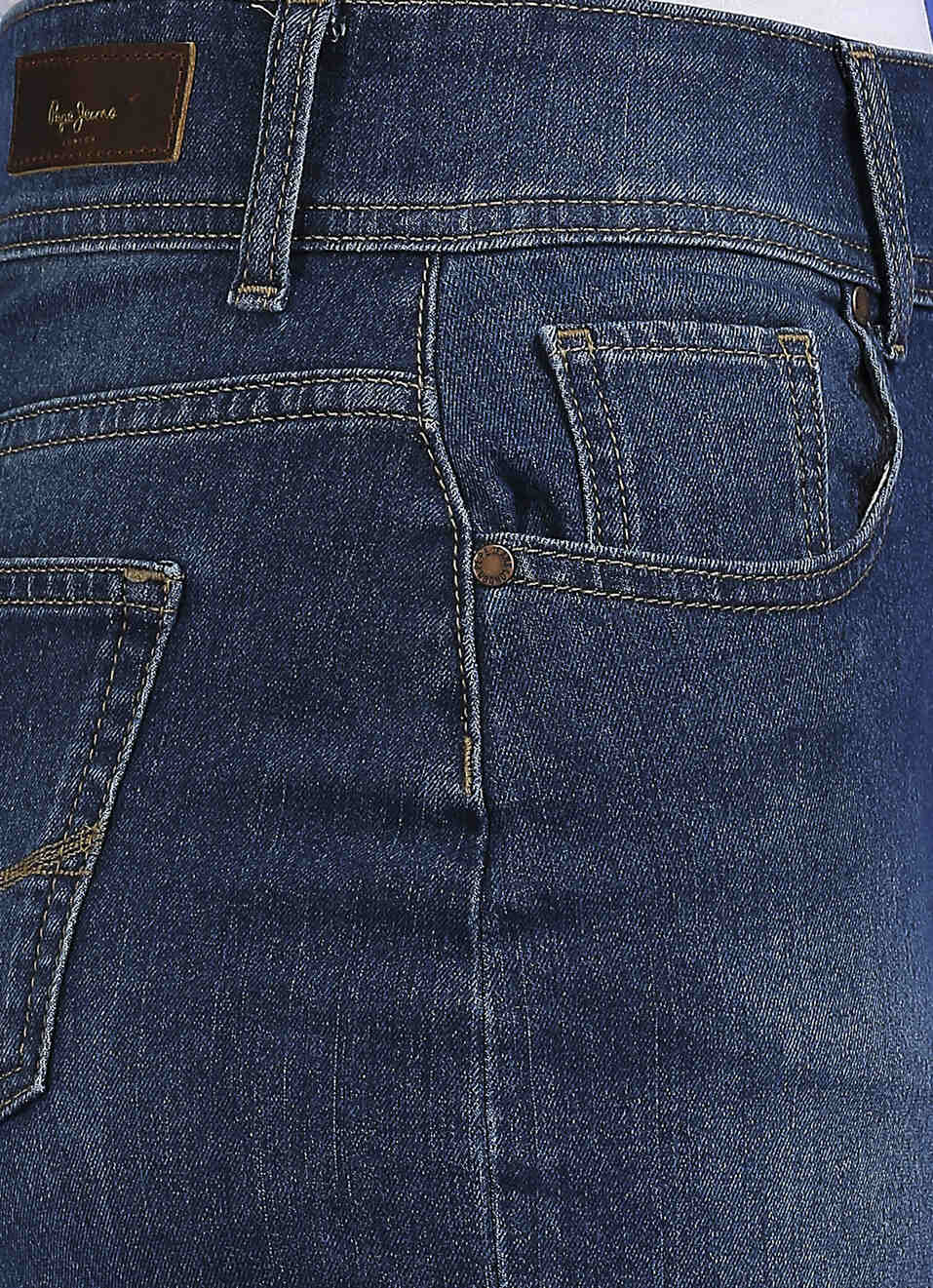 Dark Blue Mid Waist Mini Denim Skirt, , large image number 4