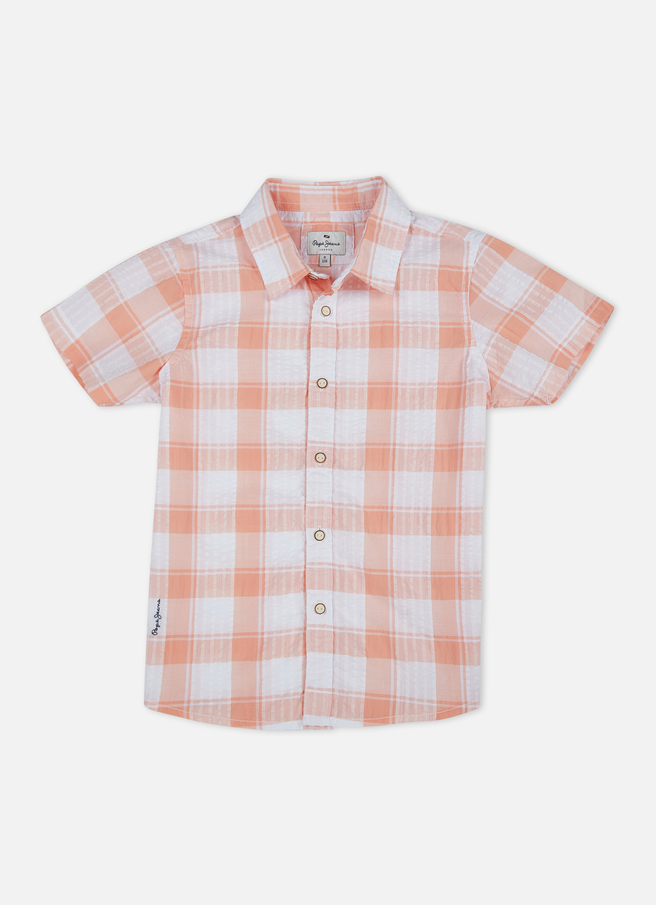 Boys Yellow Check Short Sleeve Shirt, , large image number 0