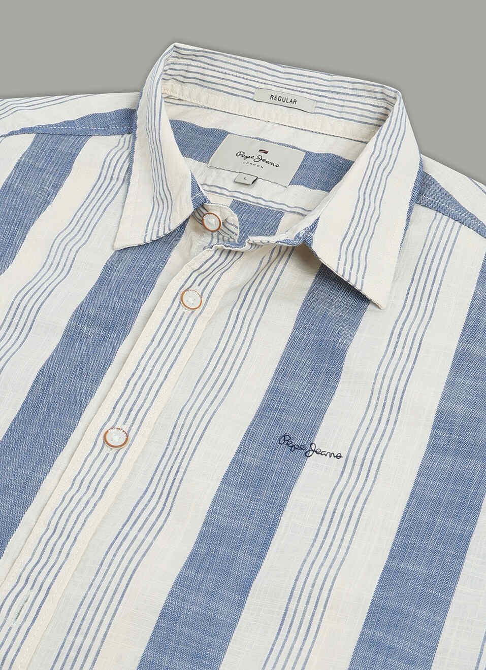 Men Blue Striped Shirt, , large image number 3