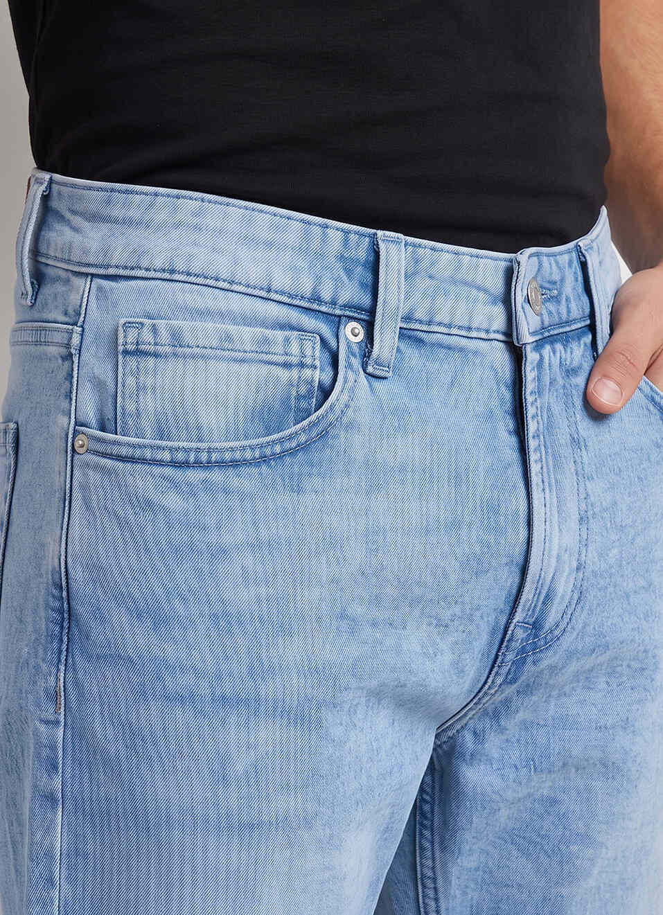 Men Blue Relaxed Straight Fit Mid Rise Jeans, , large image number 4
