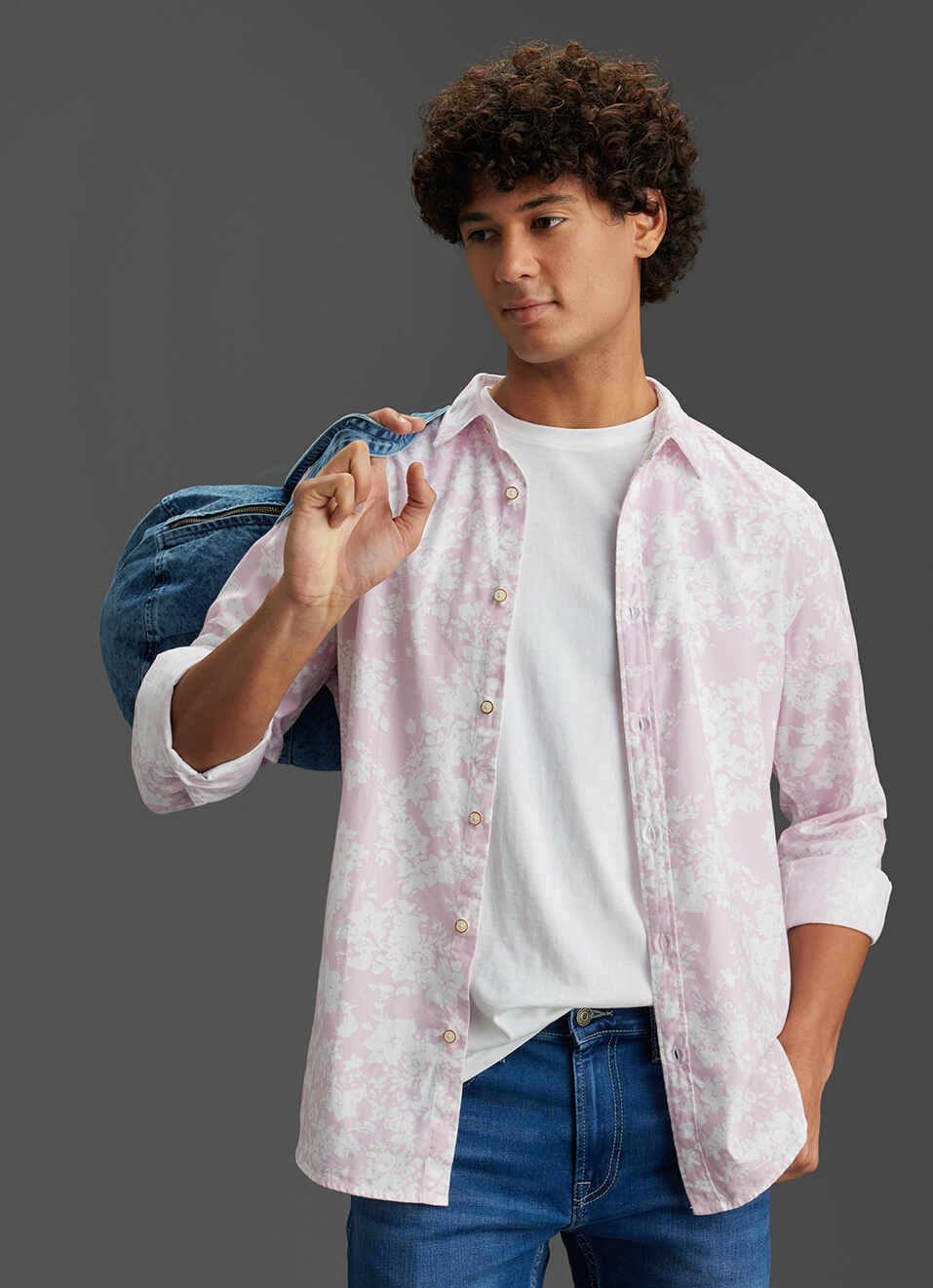 Men Beige Floral Printed Regular Fit Full Sleeve Casual Shirt, , large image number 0