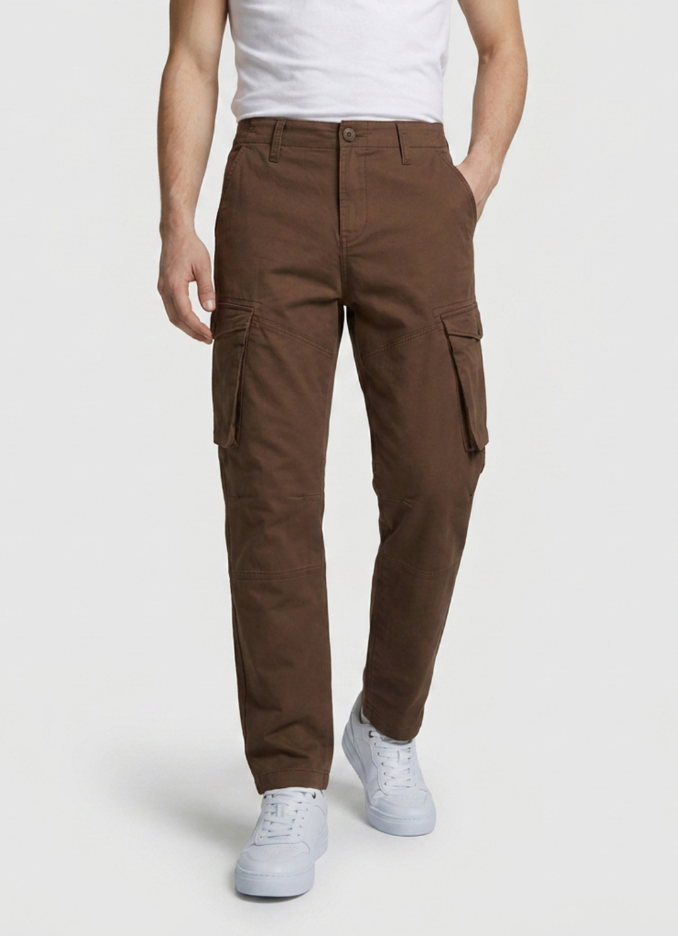 Men Brown Cargo Straight Fit Pants, , large image number 2