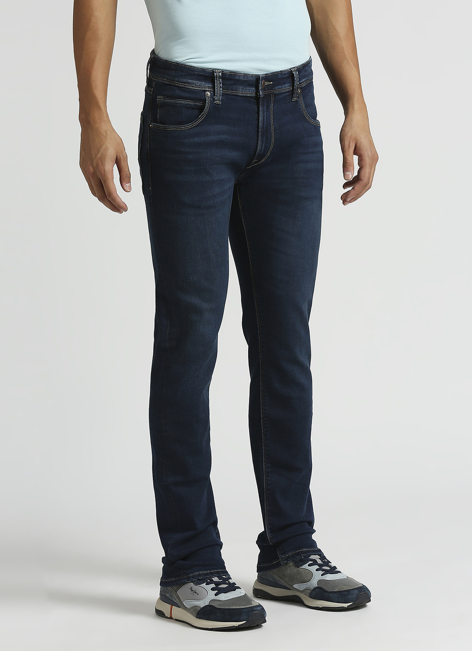 Vapour Dark Blue Mid Rise Slim Fit Jeans, , large image number 5