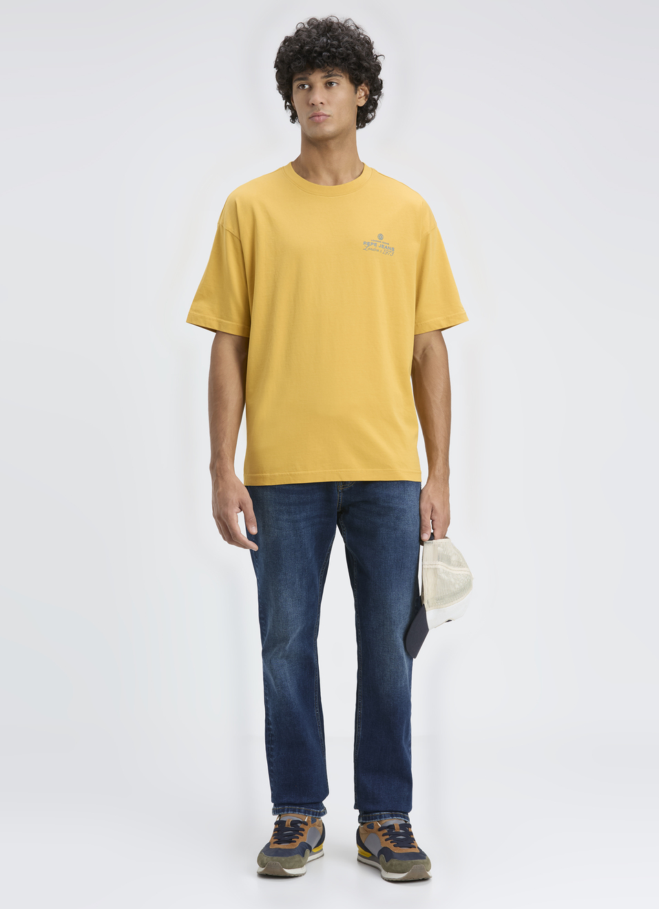 Men Gold Back Print Short Sleeve Oversized T-shirt, , large image number 5