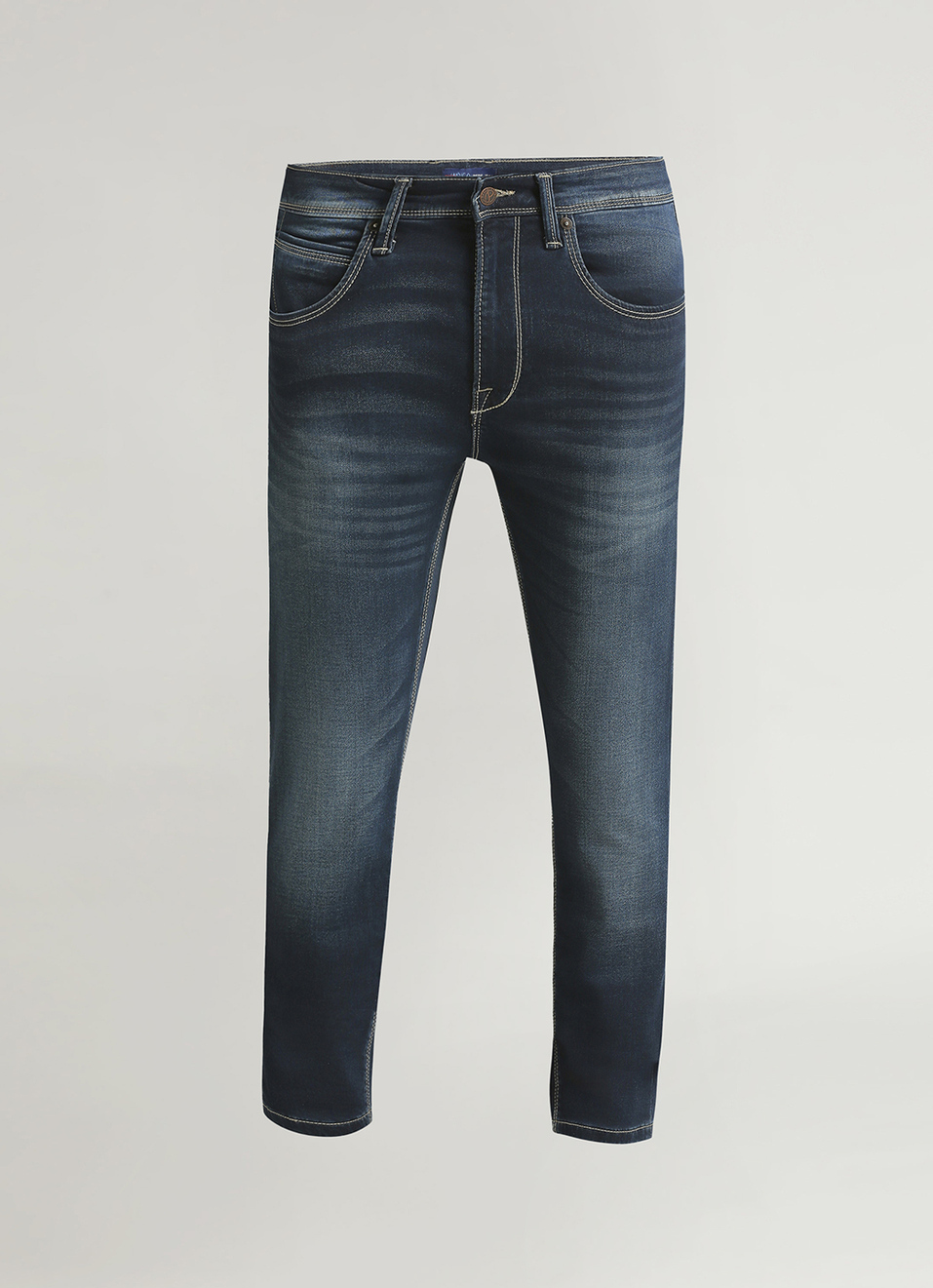 Vapour Dark Blue Low Rise Tapered Gymindigo Jeans, , large image number 5