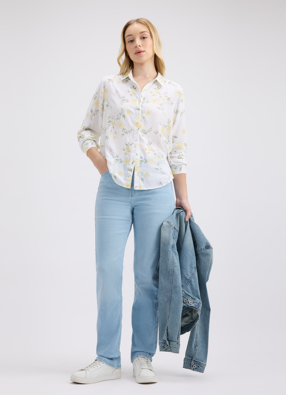 Women Yellow Floral Print Full Sleeve Shirt, , large image number 5