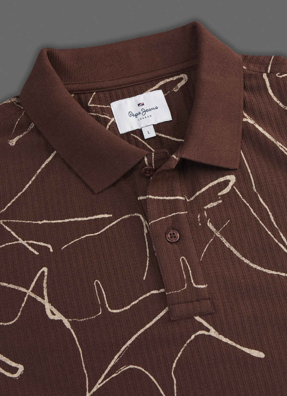 Men Brown Printed Polo Collar T-shirt, , large image number 3