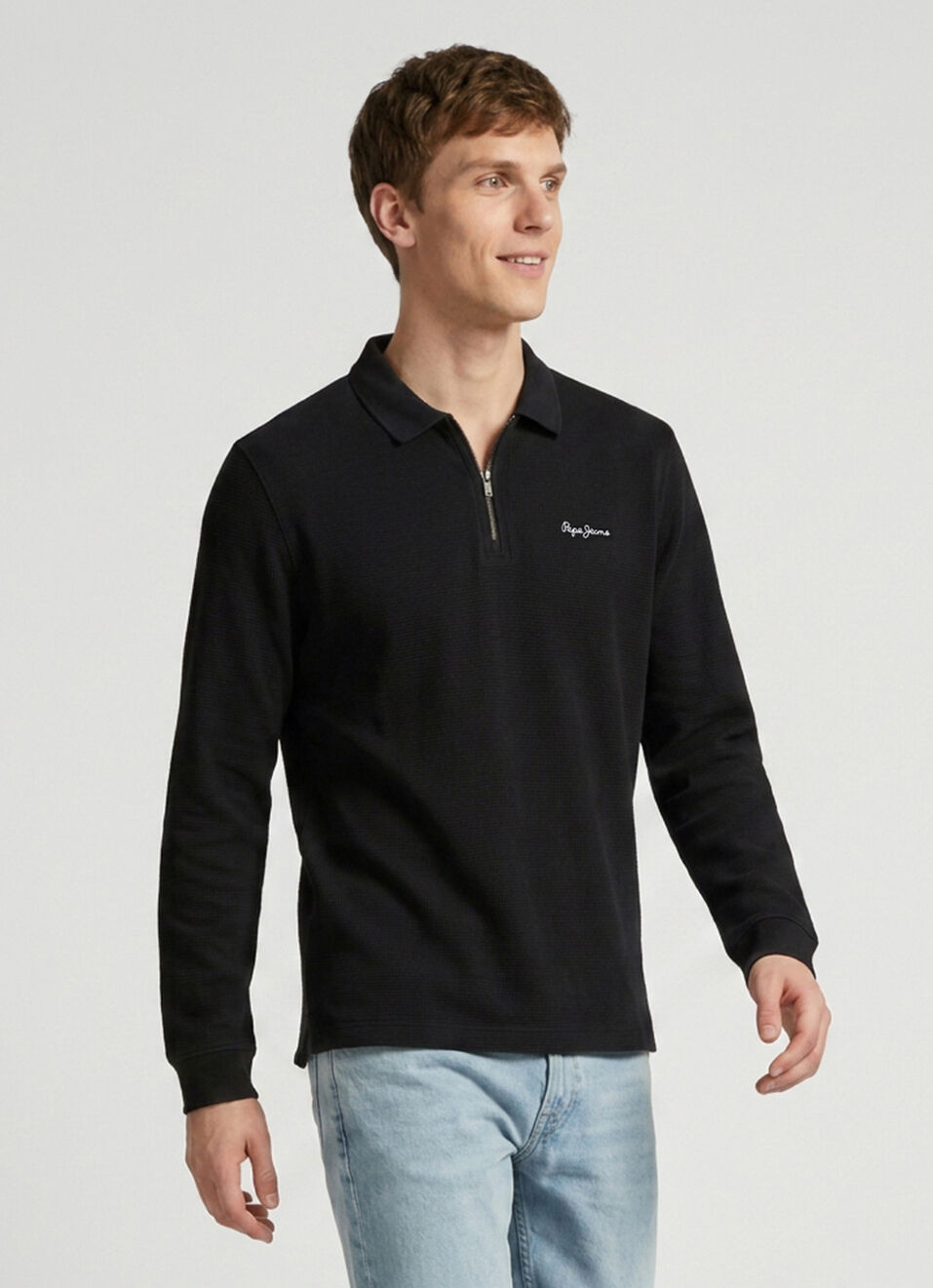 Men Black Solid Polo Collar T-shirt, , large image number 3
