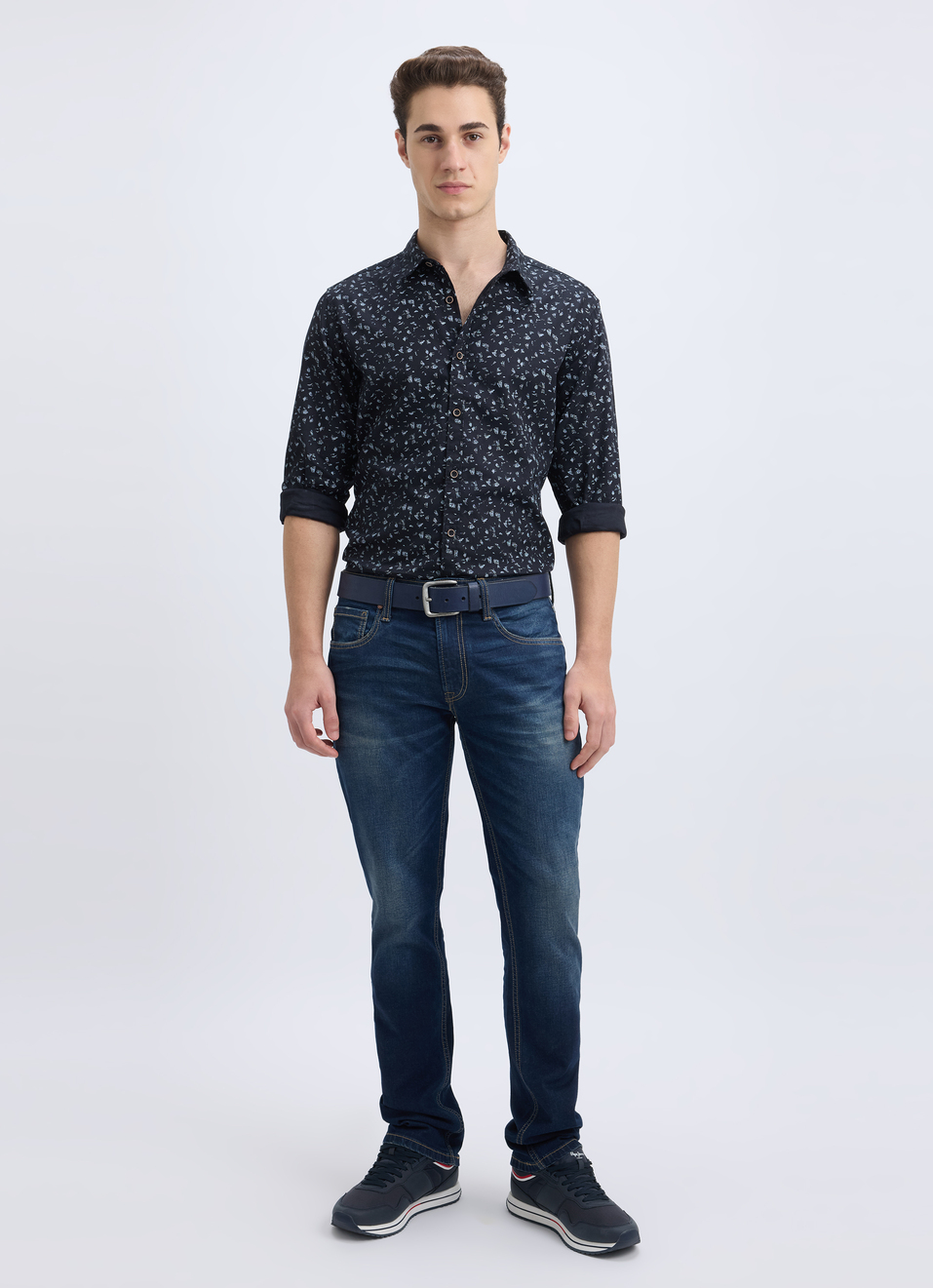 Men Black All Over Minimal Print Full Sleeve Shirt, , large image number 5