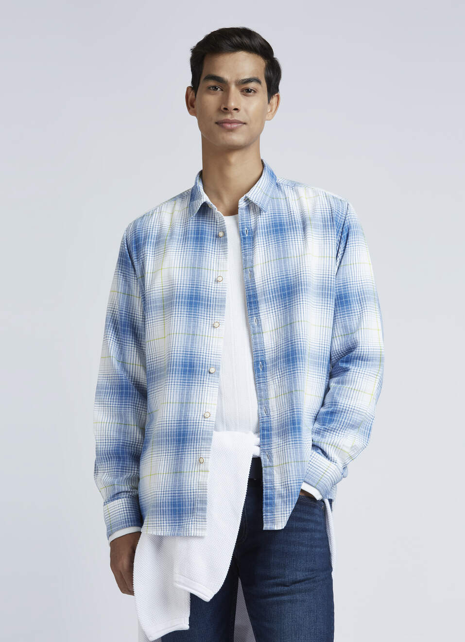 Blue Checks Full Sleeve Shirt, , large image number 0