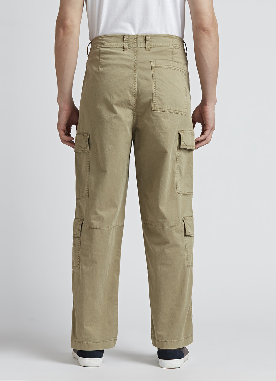 Khaki Mid Waist Baggy Fit Cargo Pants, , large image number 3