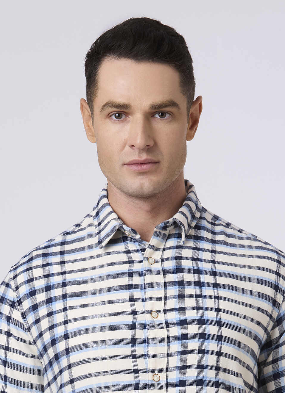 Men White Checked Flannel Casual Shirt, , large image number 4