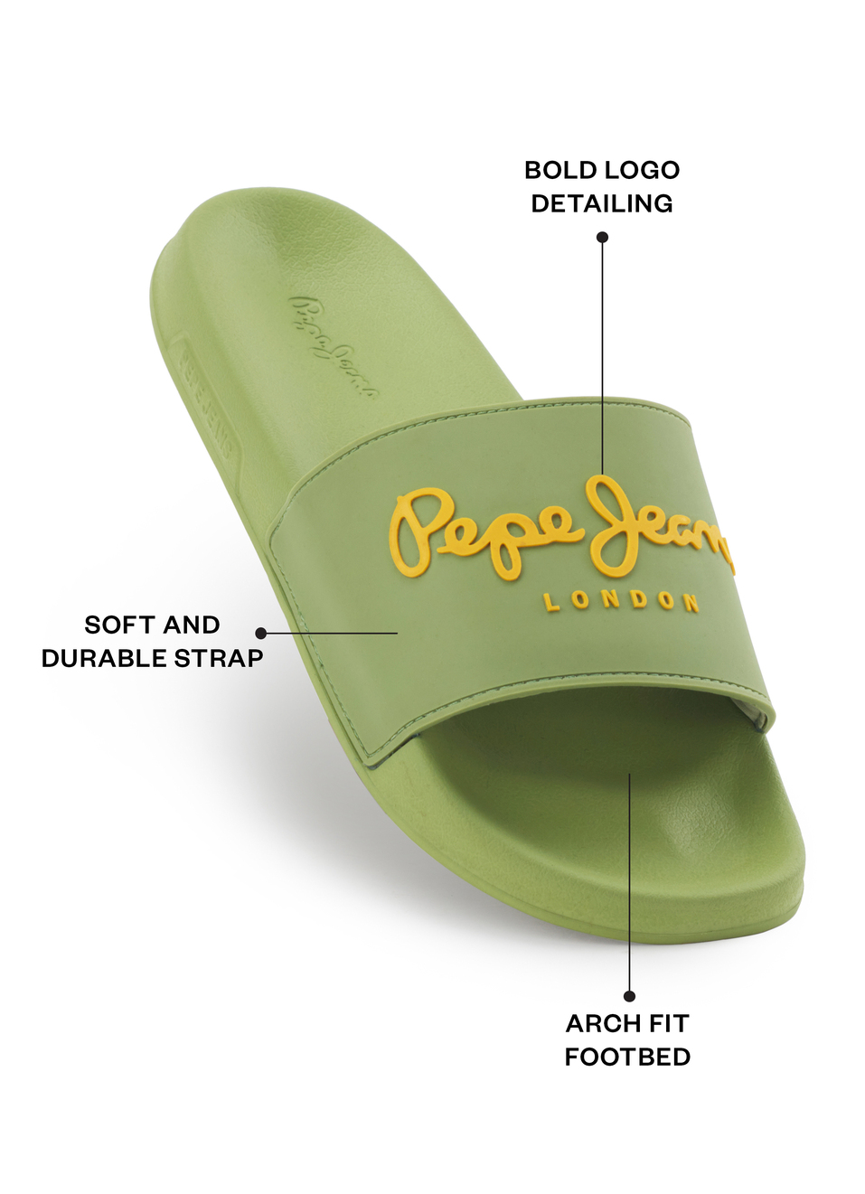 Green Lightweight Beach Slides With Logo Print, , large image number 1