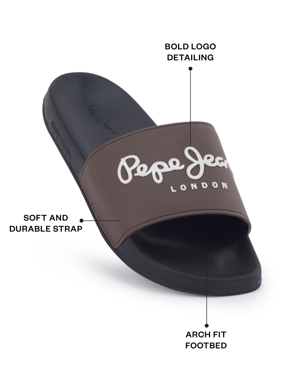 Black Lightweight Beach Slides With Logo Print, , large image number 1