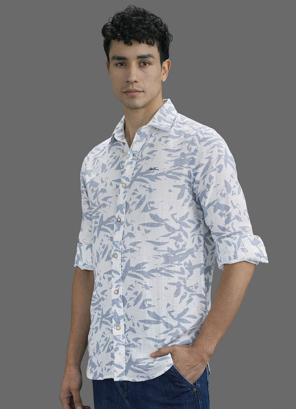Men White Printed Long Sleeve Shirt, , large image number 7