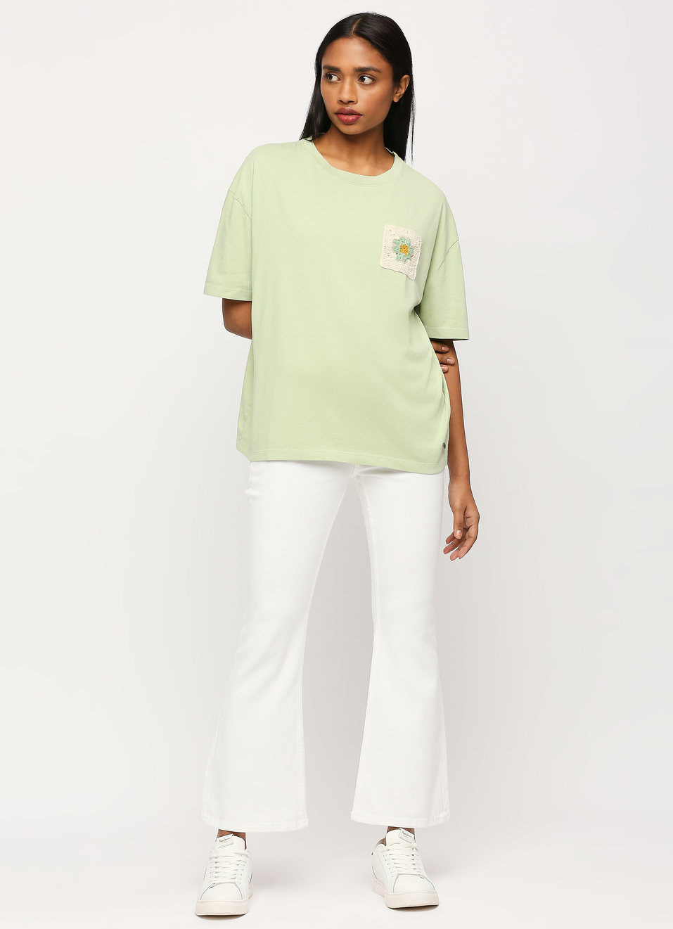 Green Oversized Short Sleeve T-shirt, , large image number 6